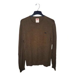 Levi's Men's Sweater Size M Crew Neck Cotton & Wool Khaki Brown Preppy